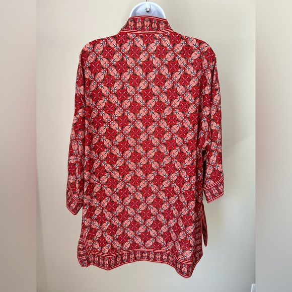 Max Studio Red Printed Kimono Top - Picture 2 of 6